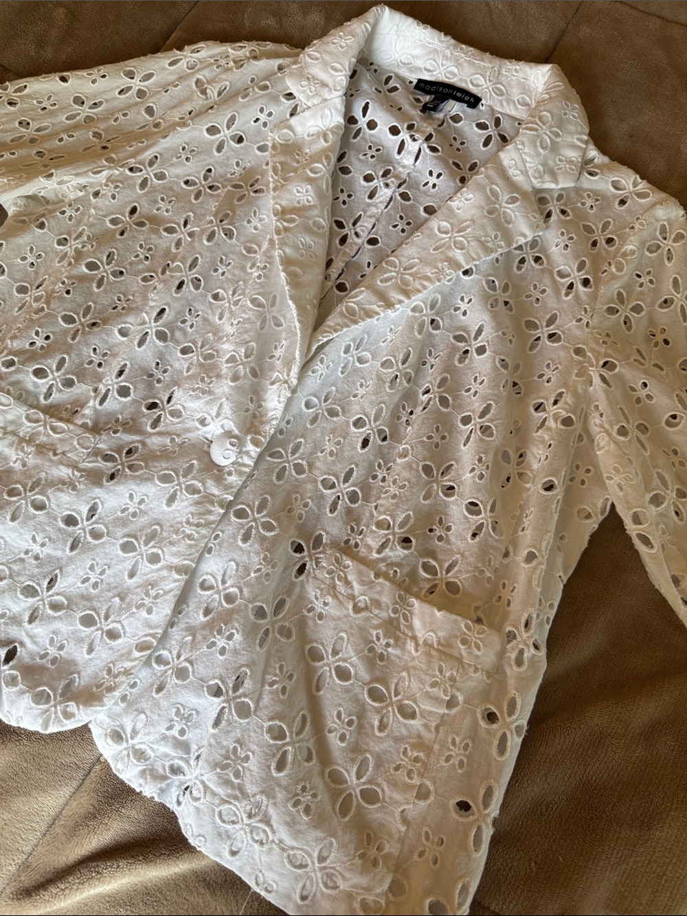 madison leigh White Eyelet Blazer